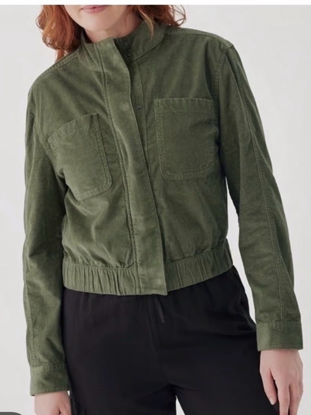 Pact Women’s Organic Cotton Green Corduroy Bomber Jacket Size Small